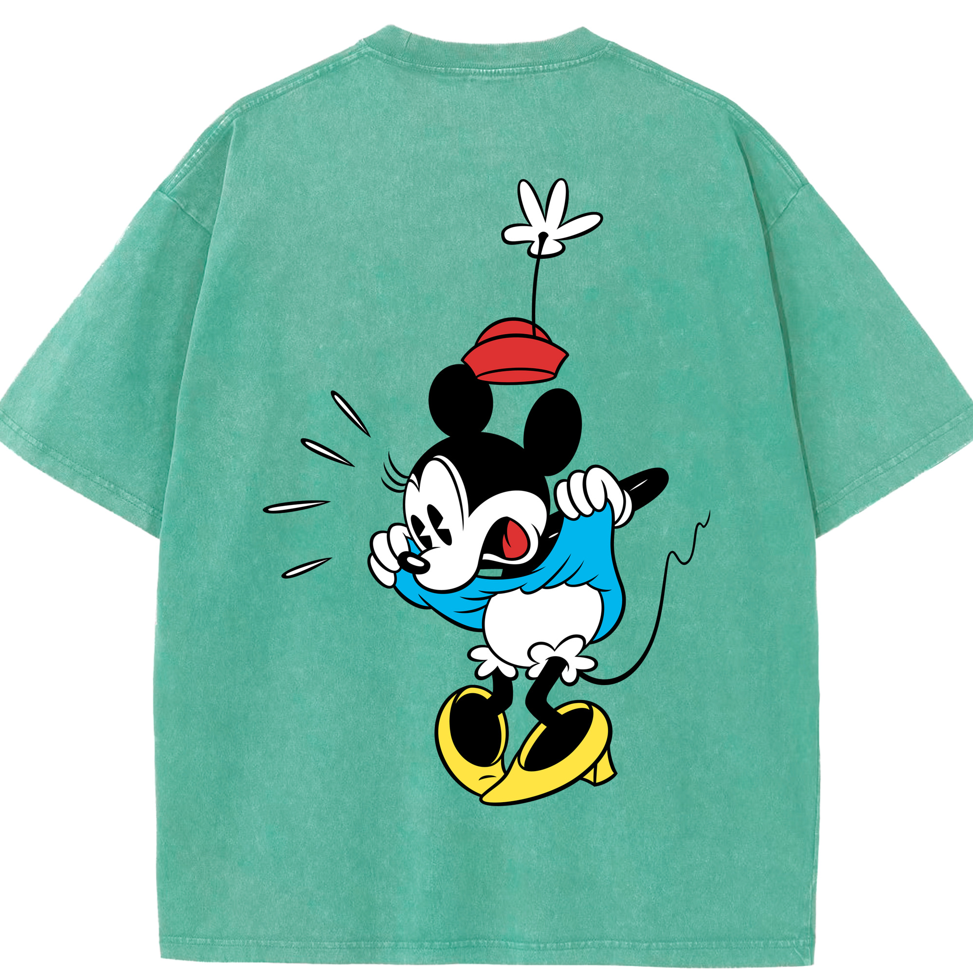 （画像用） ミッキーマウス Mickey Mouse 綿100% ヴィンテージ風 半袖Tシャツ（背面プリント）